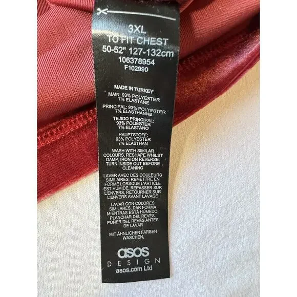 ASOS Long Sleeve 3X Velvet Blouse Top Pink/ Red Holiday Basic Minimal - Picture 4 of 7